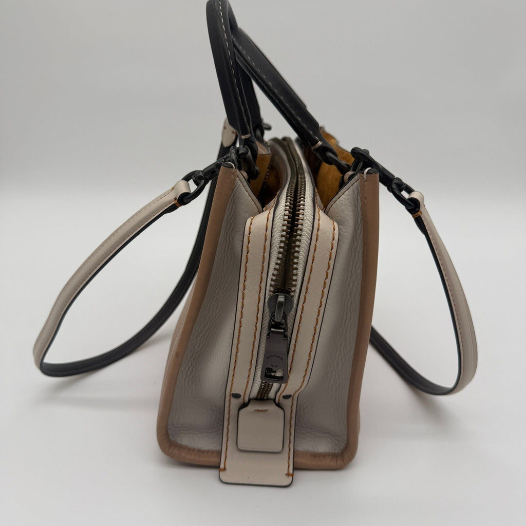 Coach Rogue 25 Beechwood Colorblock Pebbled Leather Satchel Bag 54536