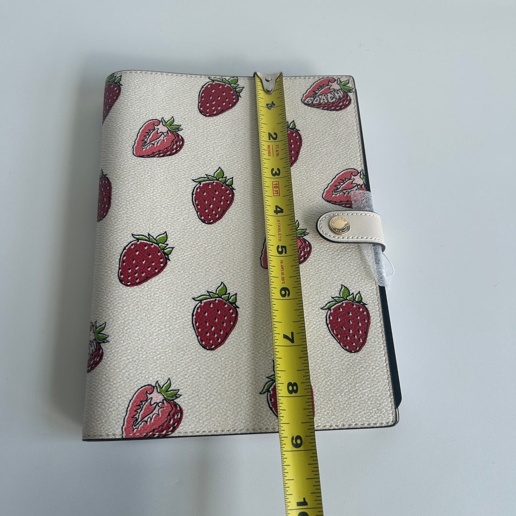 Coach Notebook Signature Canvas Strawberry Print Chalk Multi Leather Cover CH481