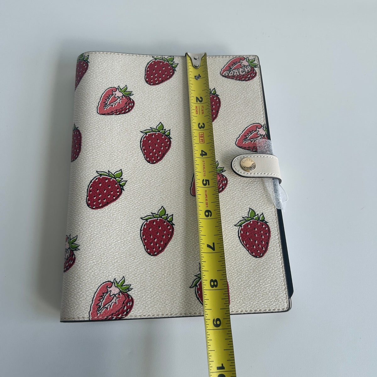 Coach Notebook Signature Canvas Strawberry Print Chalk Multi Leather Cover CH481