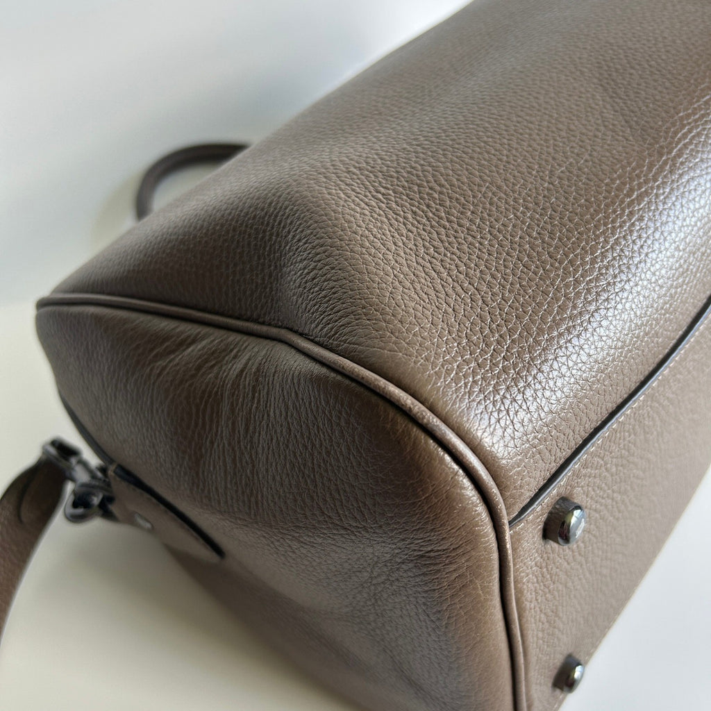 Coach Large Rowan Satchel Dark Stone Pebble Leather Bag CV960