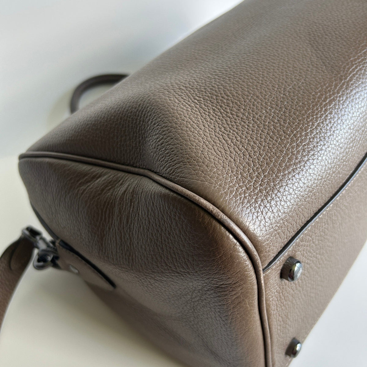Coach Large Rowan Satchel Dark Stone Pebble Leather Bag CV960