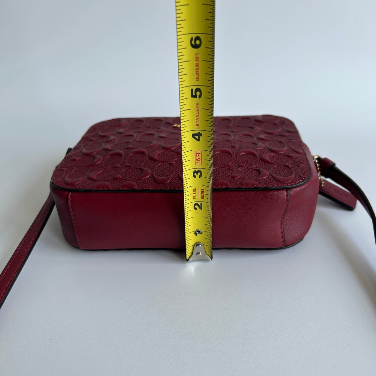 Coach Mini Jamie Crossbody Burgundy Signature Leather Camera Bag CC943