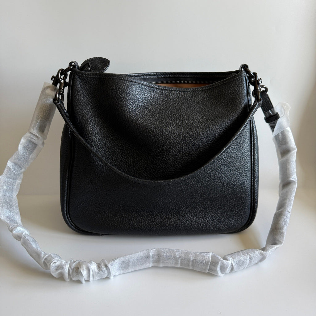 Coach Cary Black Soft Pebble Leather Shoulder Bag CC435 Crossbody Hobo
