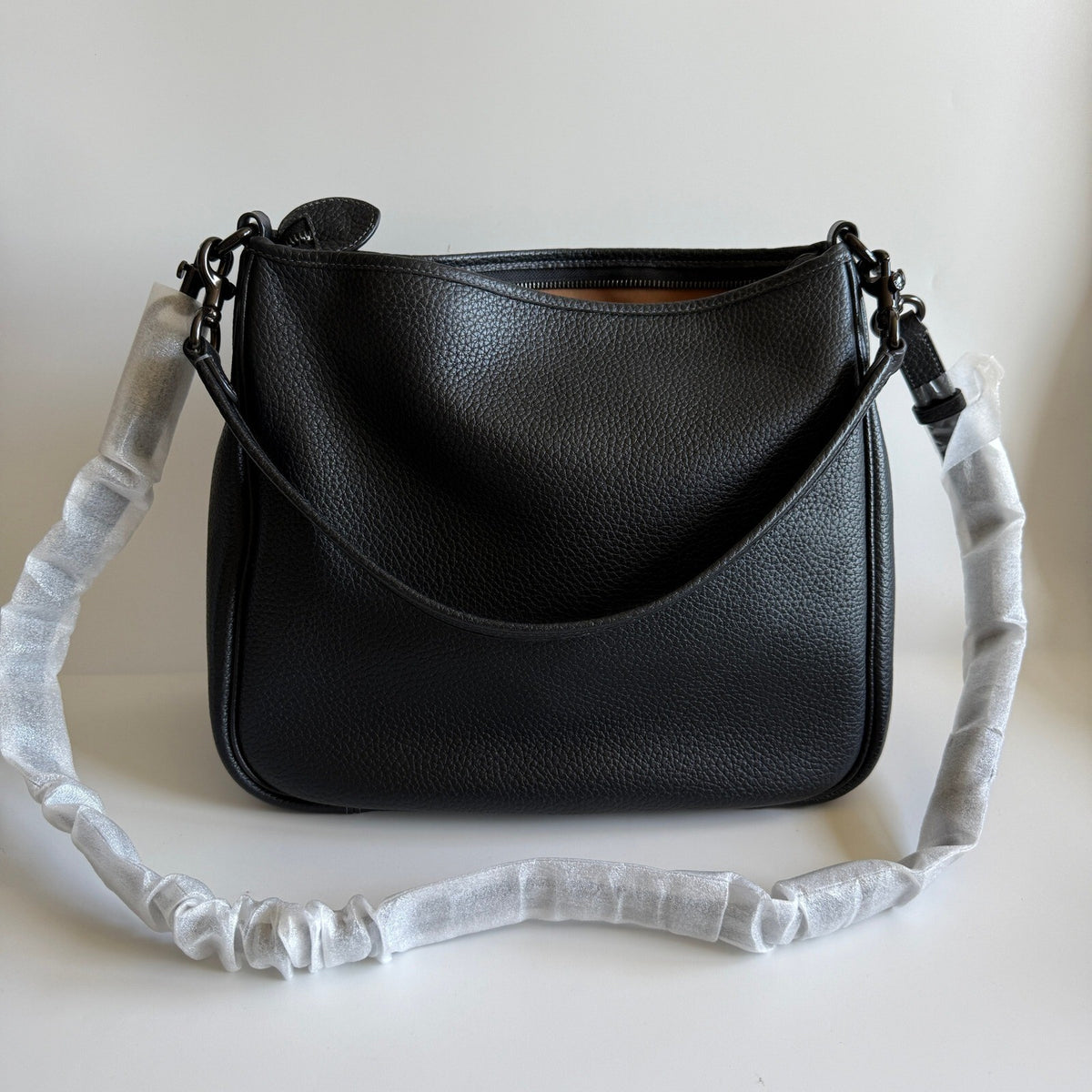 Coach Cary Black Soft Pebble Leather Shoulder Bag CC435 Crossbody Hobo