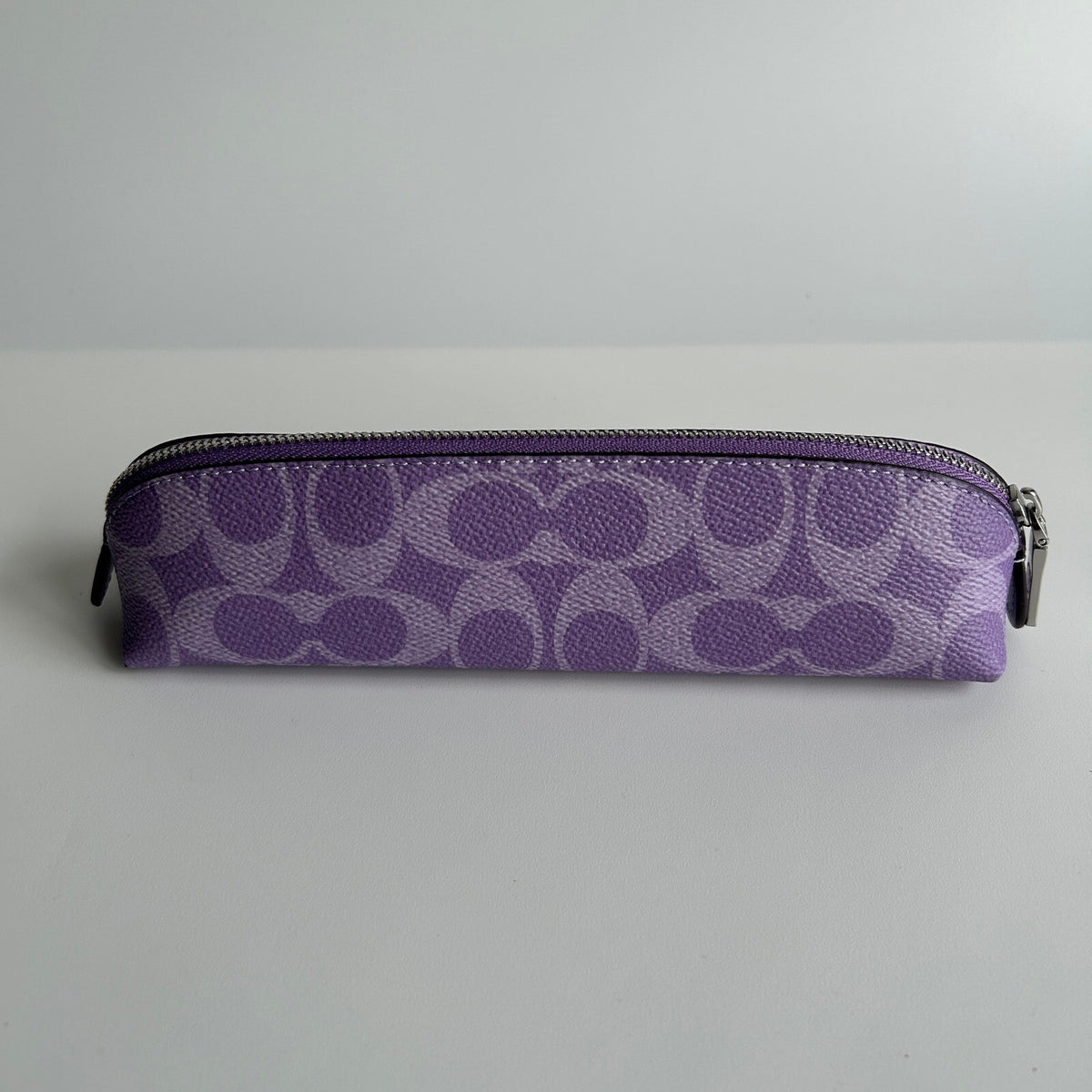 Coach Signature Pencil Case Iris Purple Coated Canvas Pouch CZ206