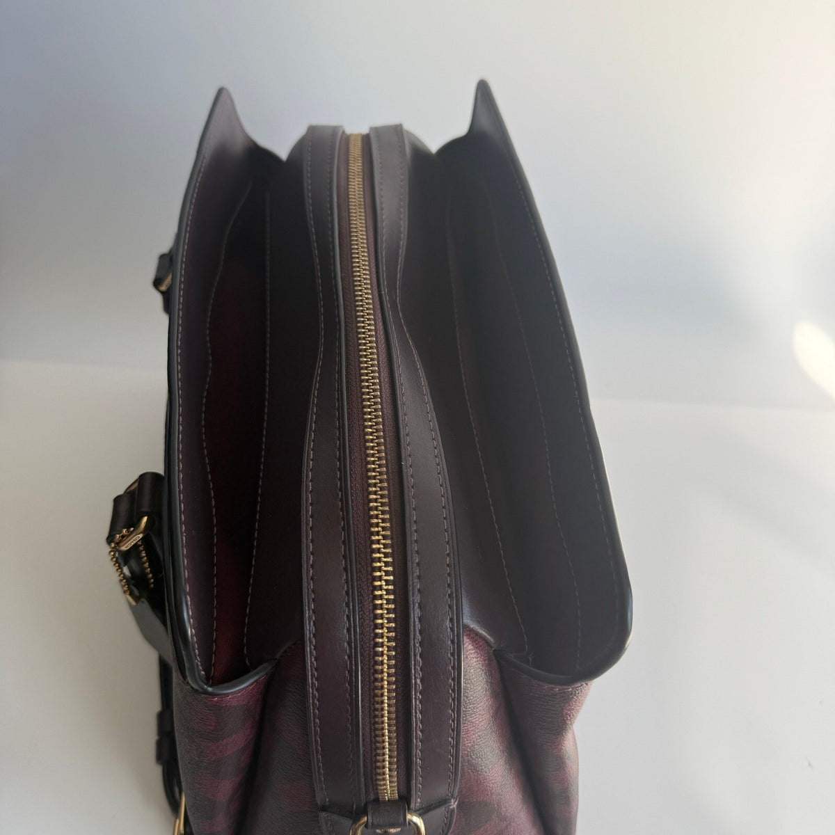 Coach Darcie Carryall Oxblood Burgundy Black Signature Canvas Bag CH488