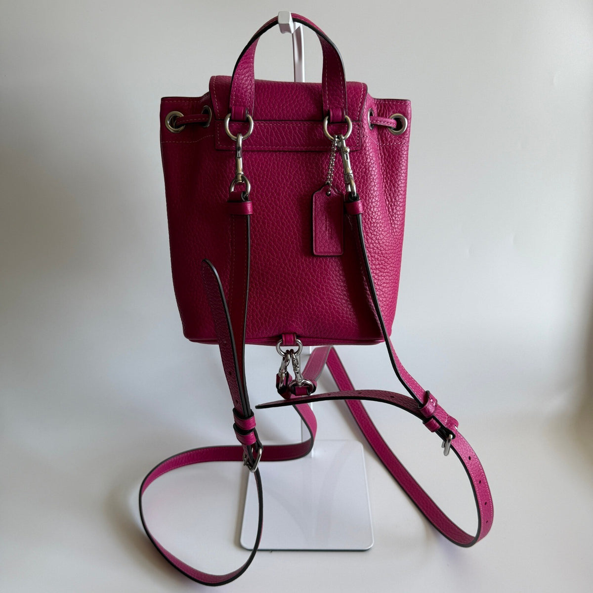 Coach Amelia Mini Backpack Fuchsia Pink Pebbled Leather CL408 Convertible Bag