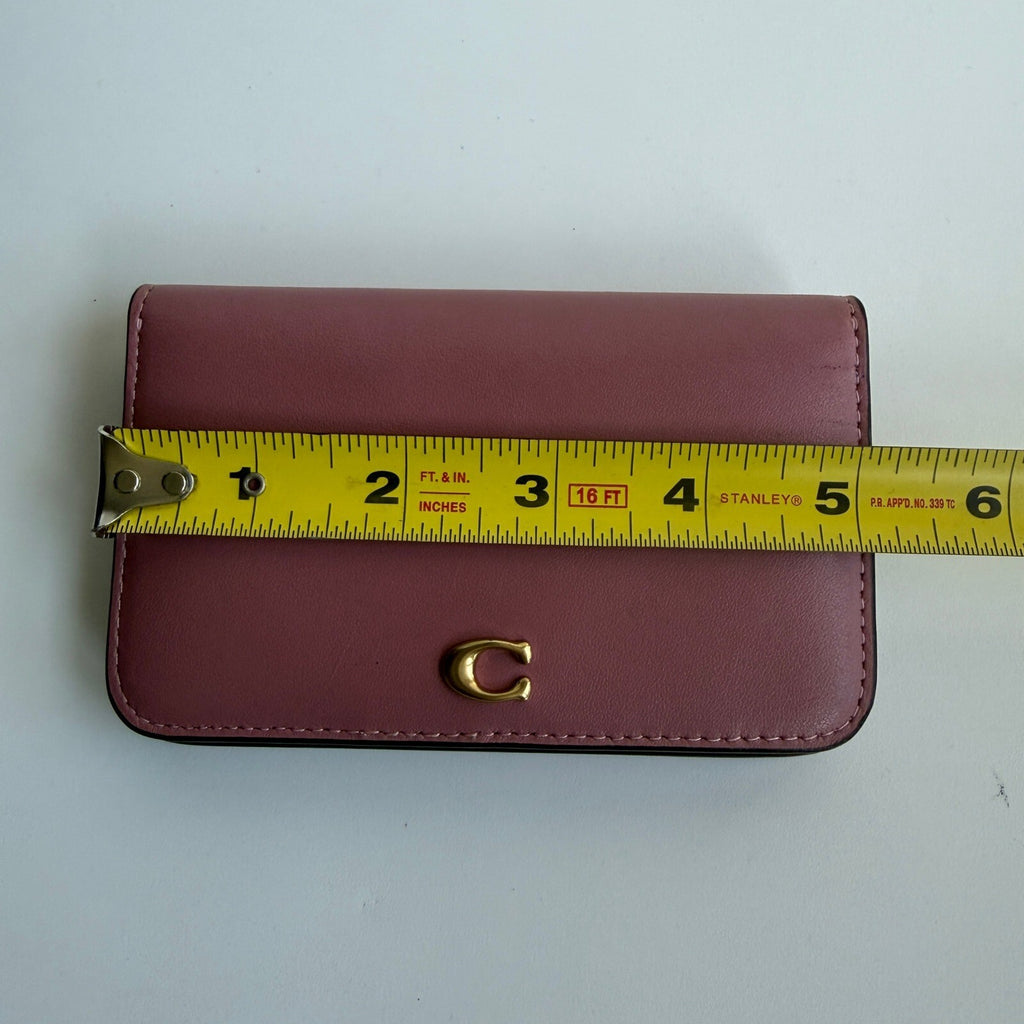 Coach Essential Slim Card Case Peony Pink Leather Wallet CR990