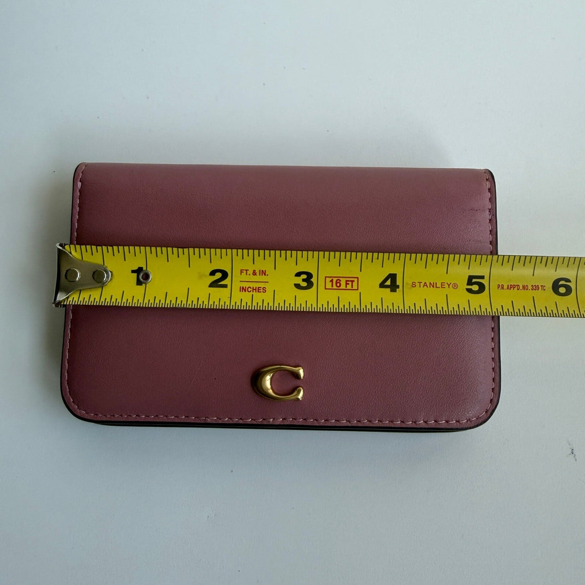 Coach Essential Slim Card Case Peony Pink Leather Wallet CR990