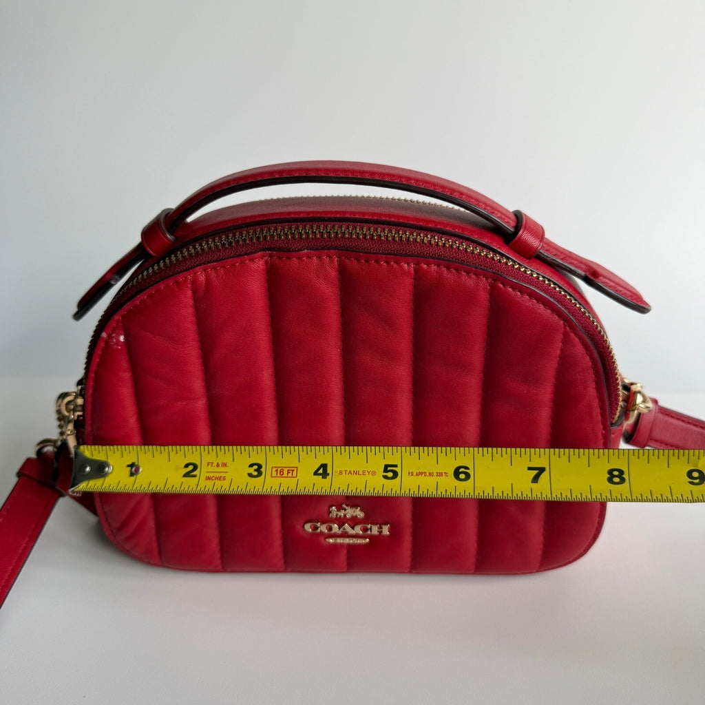 Coach Serena Electric Red Quilted Leather Crossbody Satchel C7259