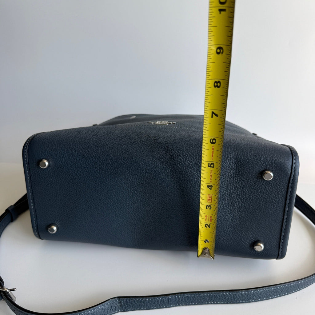 Coach Dempsey Carryall Tote 22 Denim Blue Pebble Leather Bag C0976