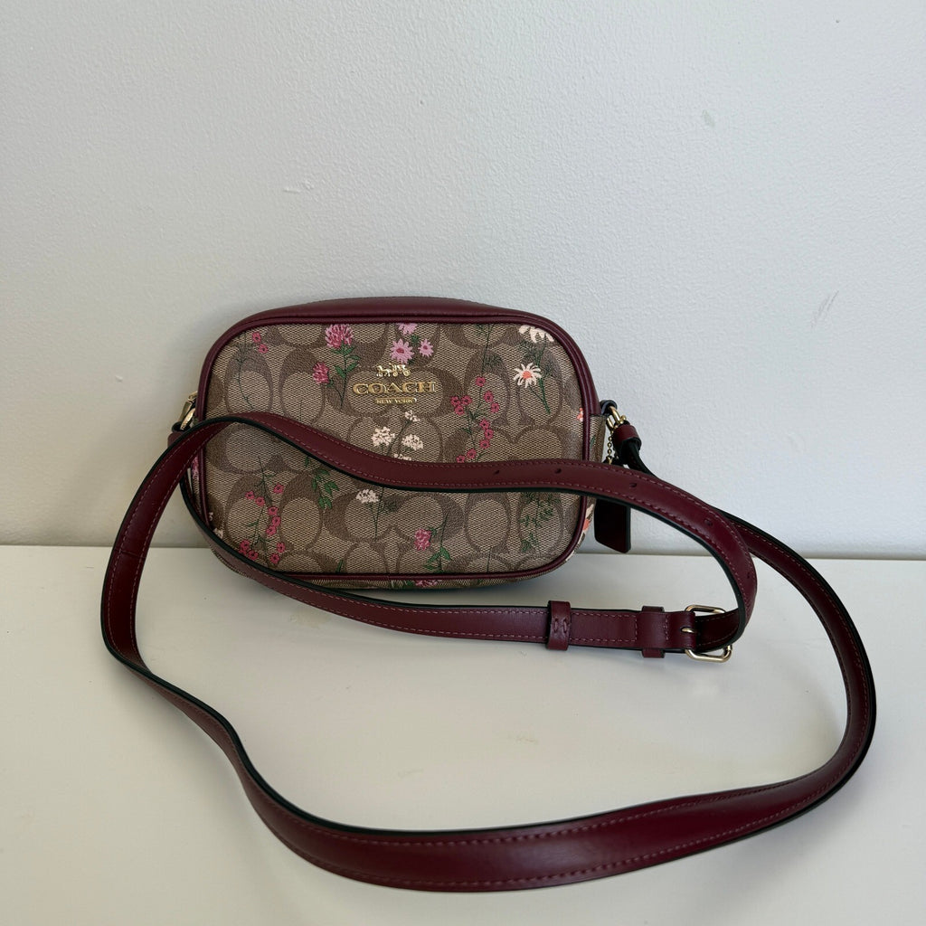 Coach Mini Jamie Camera Bag Khaki Multi Canvas Wildflower Crossbody CA719