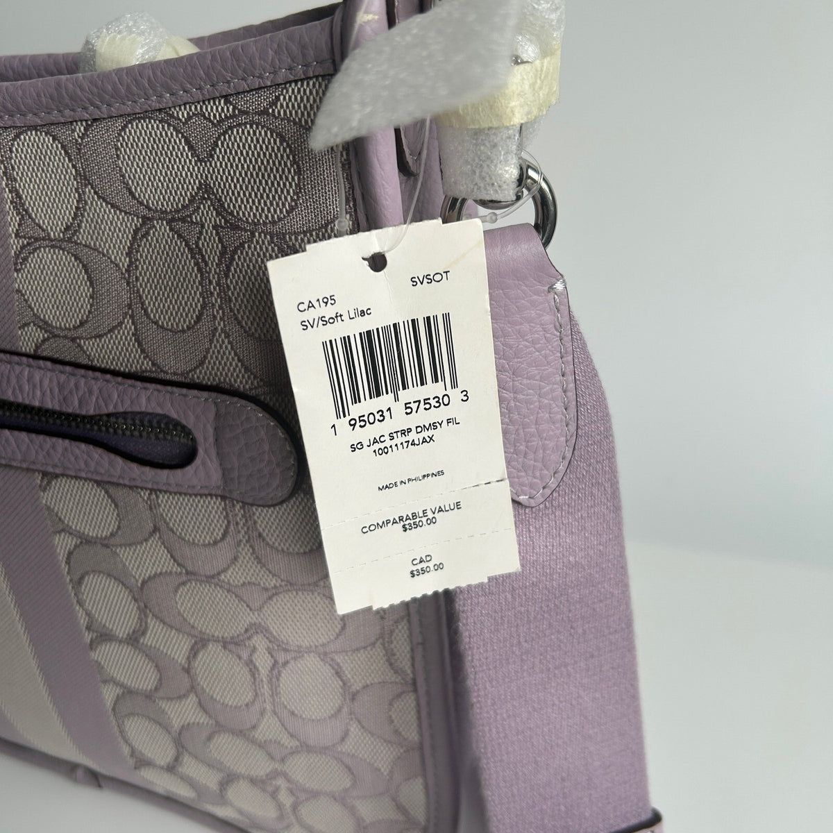 Coach Dempsey File Bag Soft Lilac Signature Jacquard Crossbody CA195