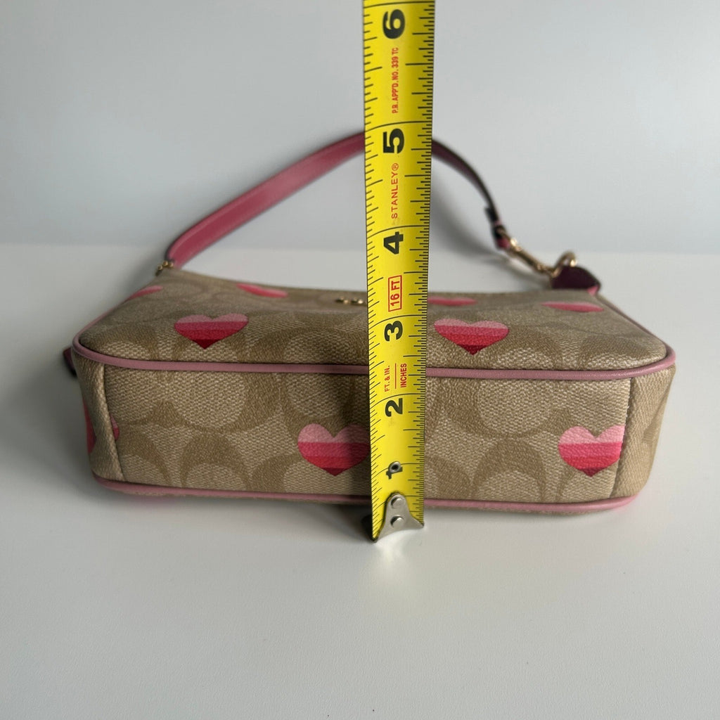 Coach Nolita 19 Khaki Stripe Heart Canvas Shoulder Bag CA796