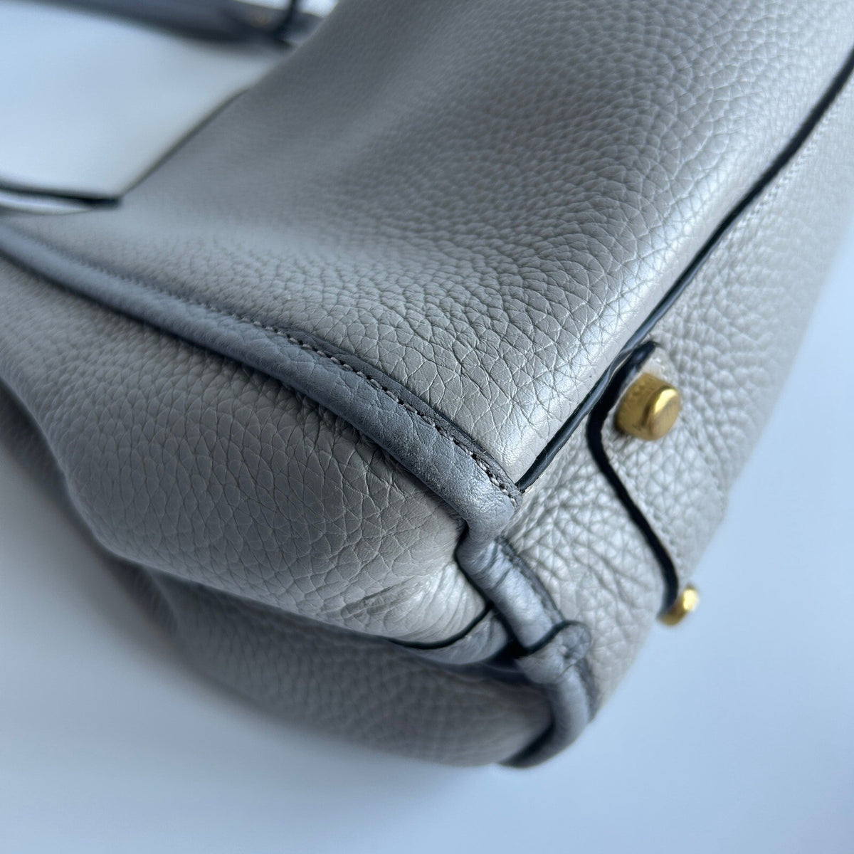 Coach Lori Shoulder Bag Dove Grey Pebbled Leather C6627