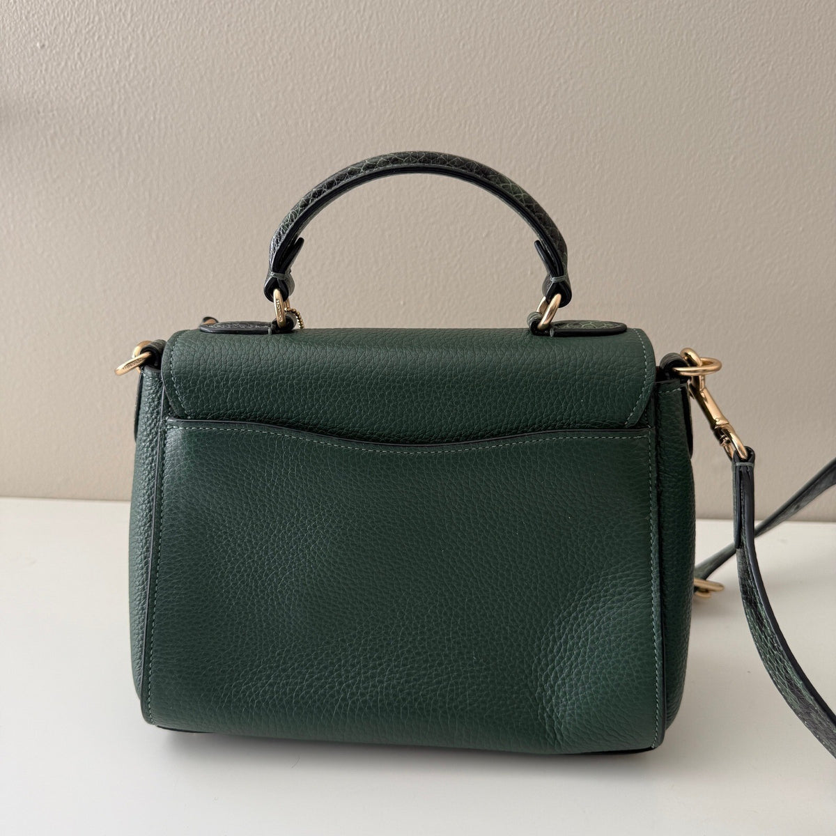 Coach Morgan Top Handle Satchel Dark Green Leather CE568