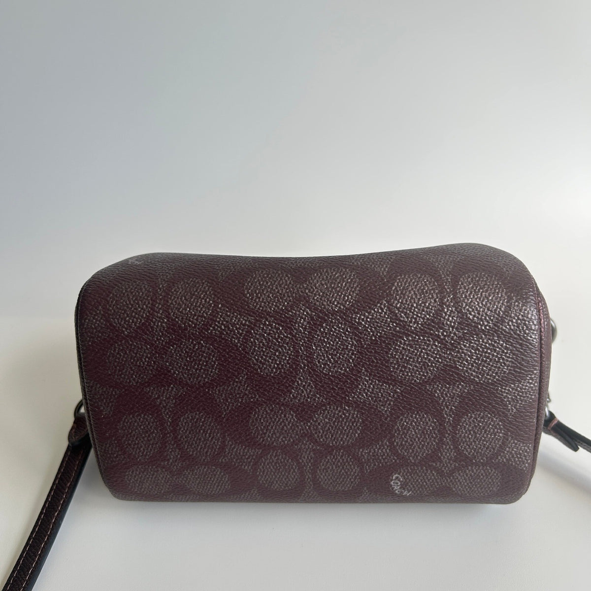 Coach Mini Rowan Satchel Metallic Burgundy Signature Canvas Crossbody Bag CX186