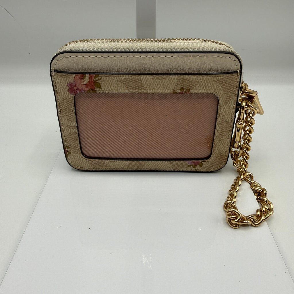 Coach Zip Card Case Signature Canvas Floral Leather Wallet CR971
