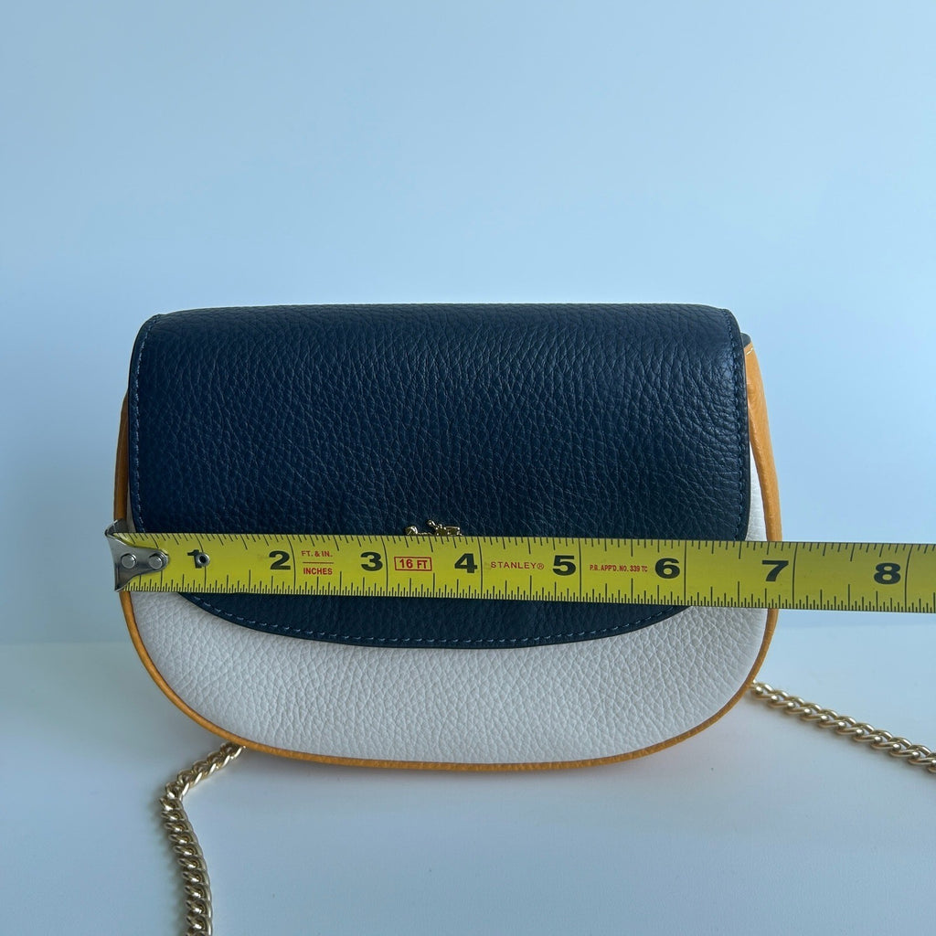 Coach Saddle Belt Bag Yellow Blue White Colorblock Leather Purse C6951