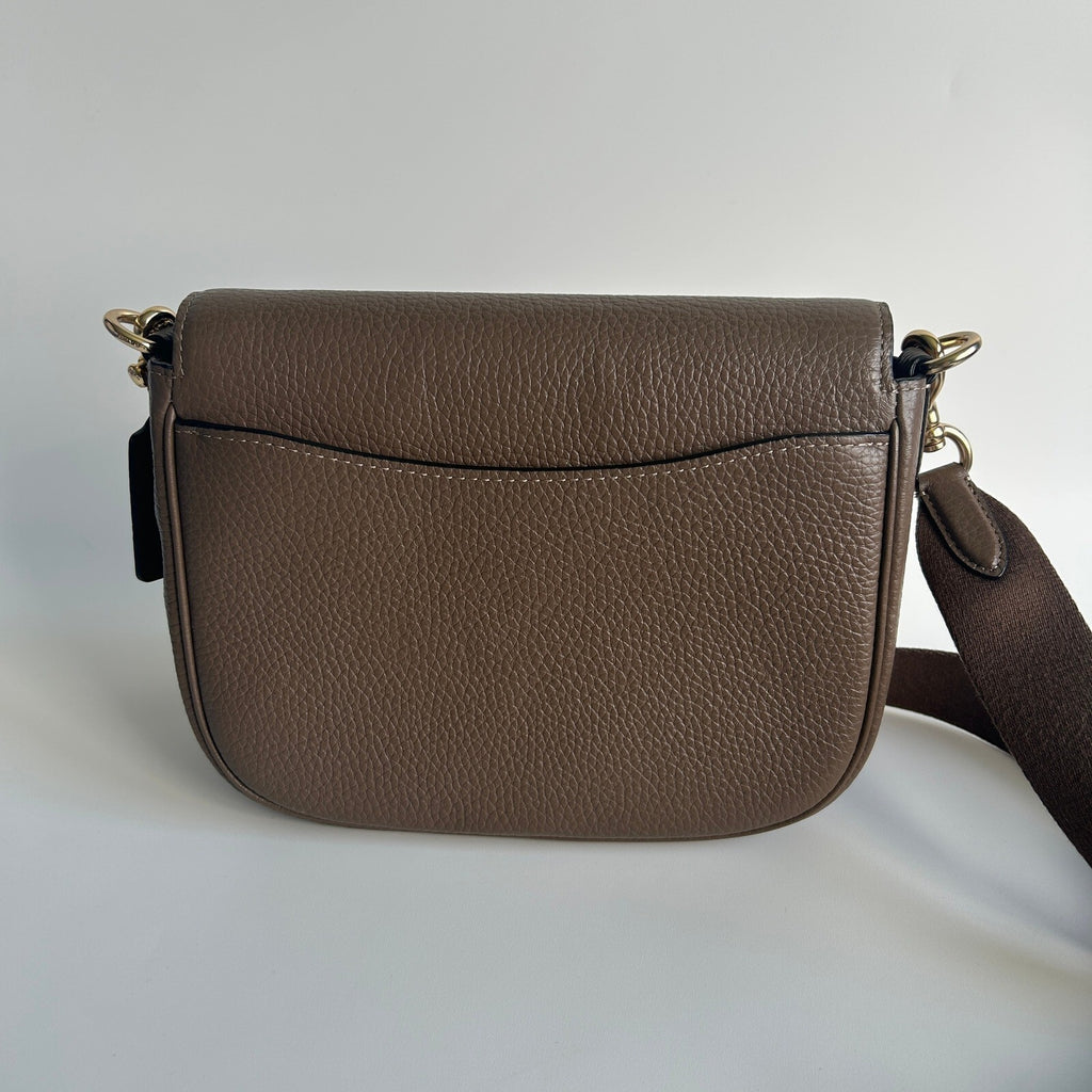Coach Amelia Saddle Bag Dark Stone Pebbled Leather Crossbody CP107