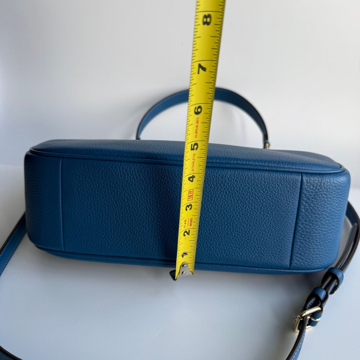 Coach Teri Hobo Racer Blue Refined Pebble Leather Shoulder Bag CV935