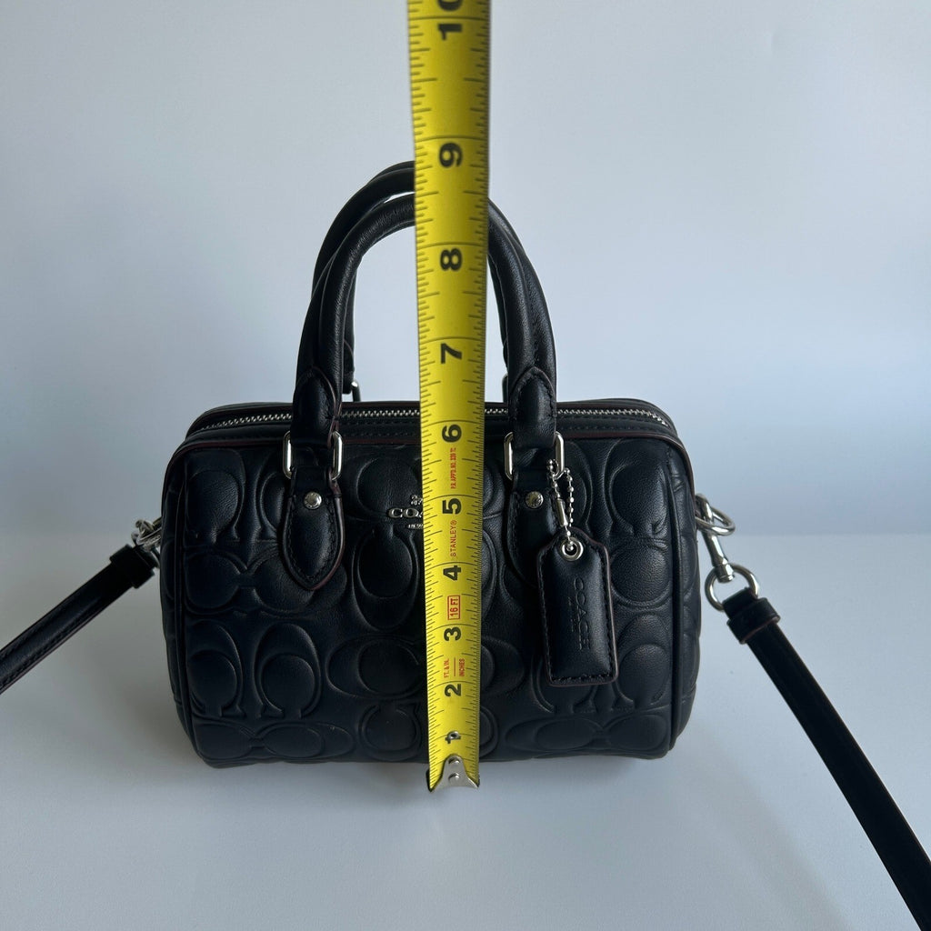 Coach Mini Rowan Black Signature Leather Crossbody Bag CY743