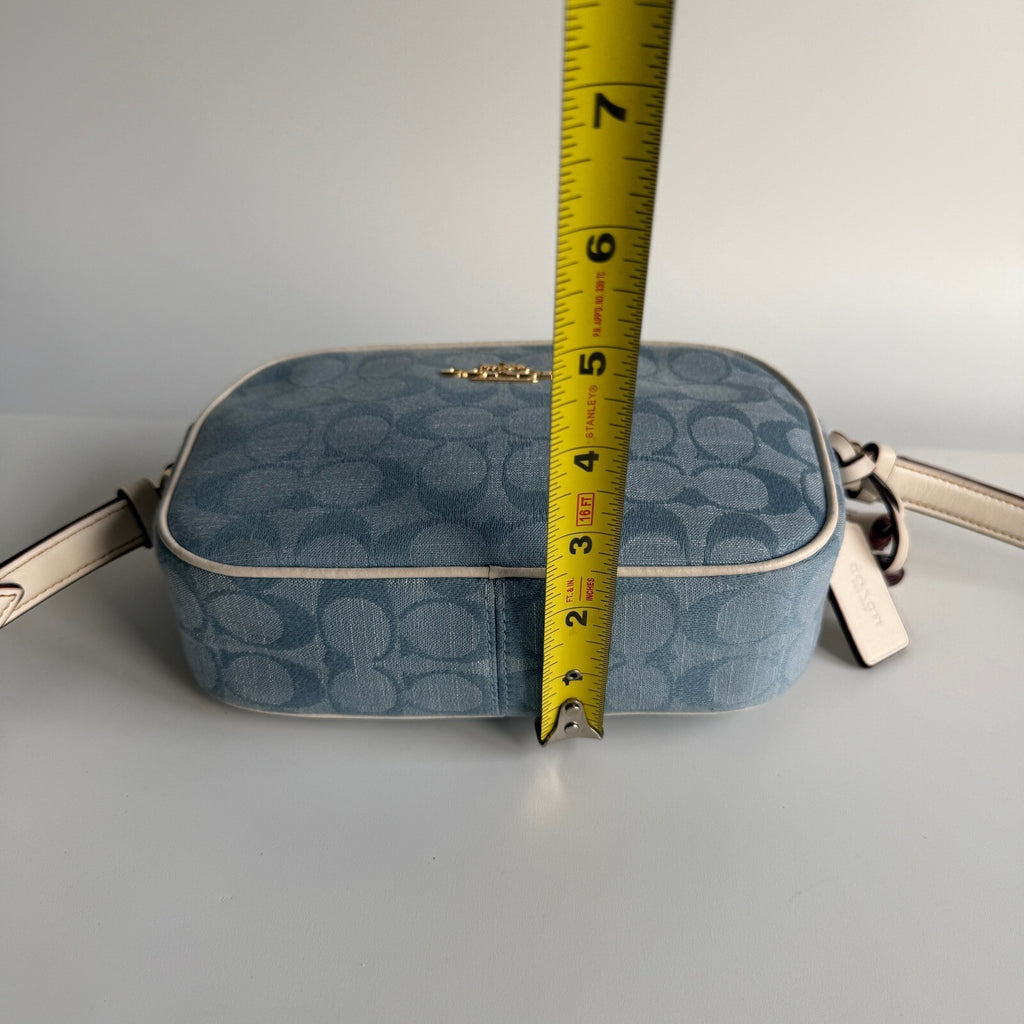 Coach Mini Jamie Camera Bag Denim Chambray Leather Crossbody CA732