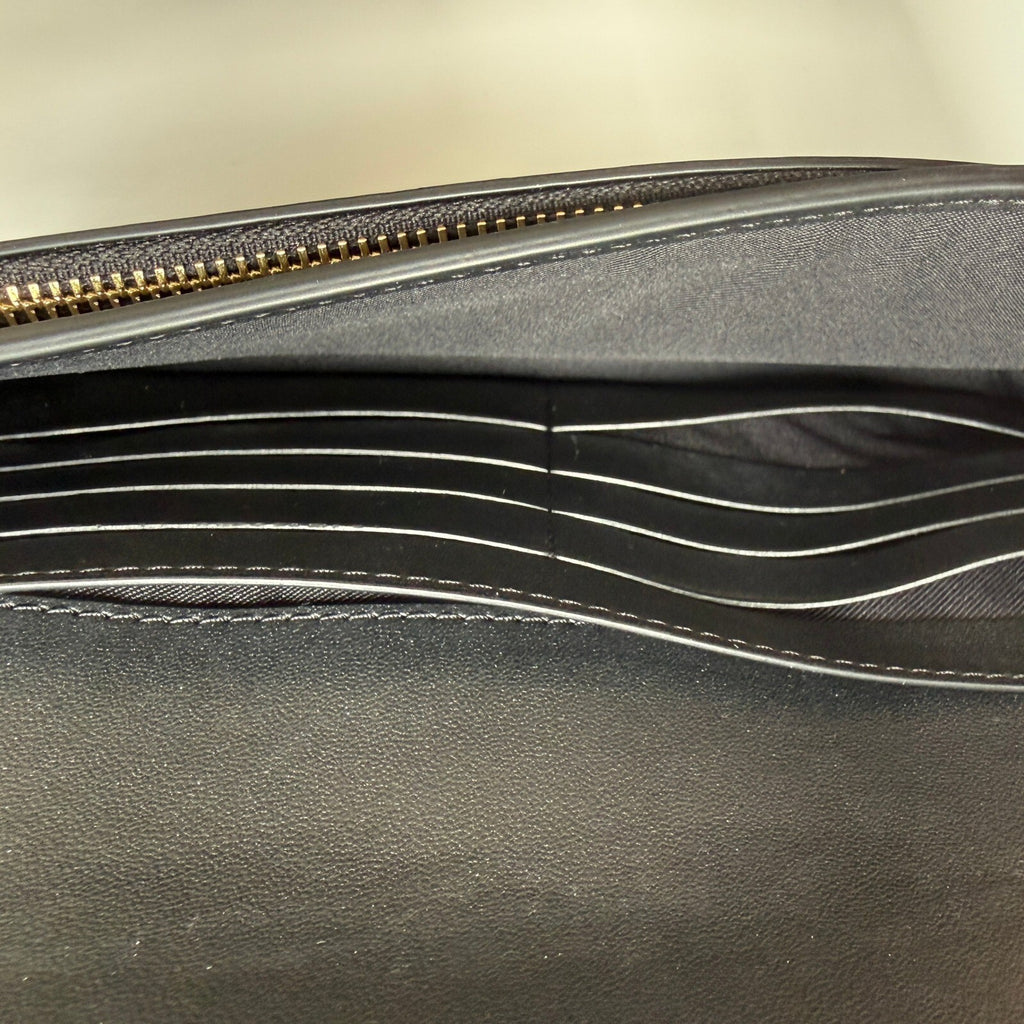 Coach Anna Foldover Crossbody Clutch Brown Black Signature Coated Canvas 3036