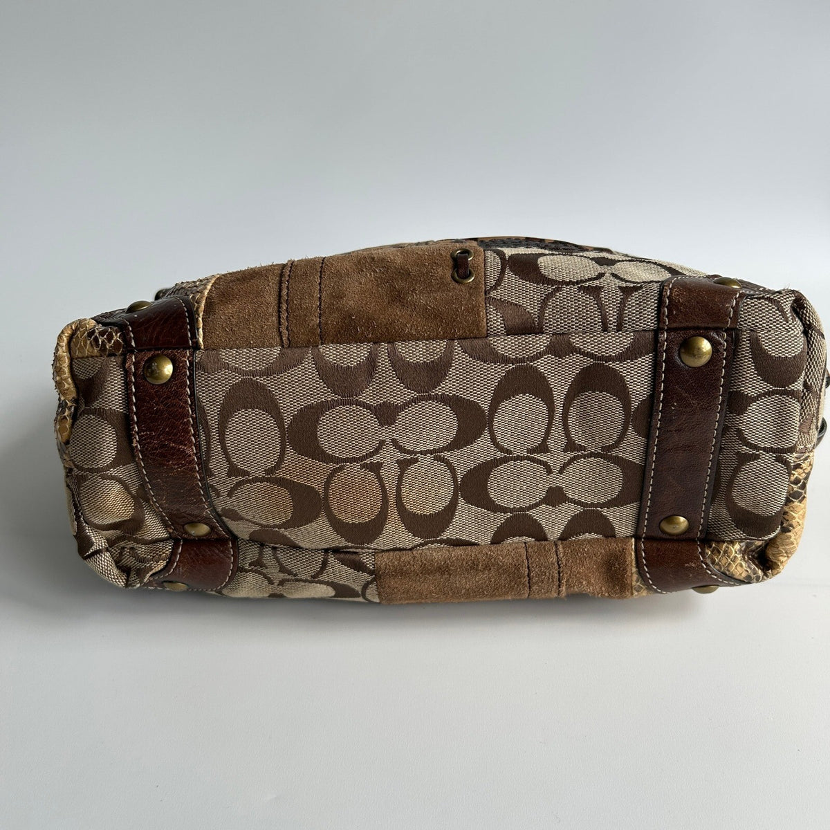 Coach Carly Patchwork Brown Mixed Media Hobo Bag 11496