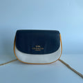 Coach Saddle Belt Bag Yellow Blue White Colorblock Leather Purse C6951