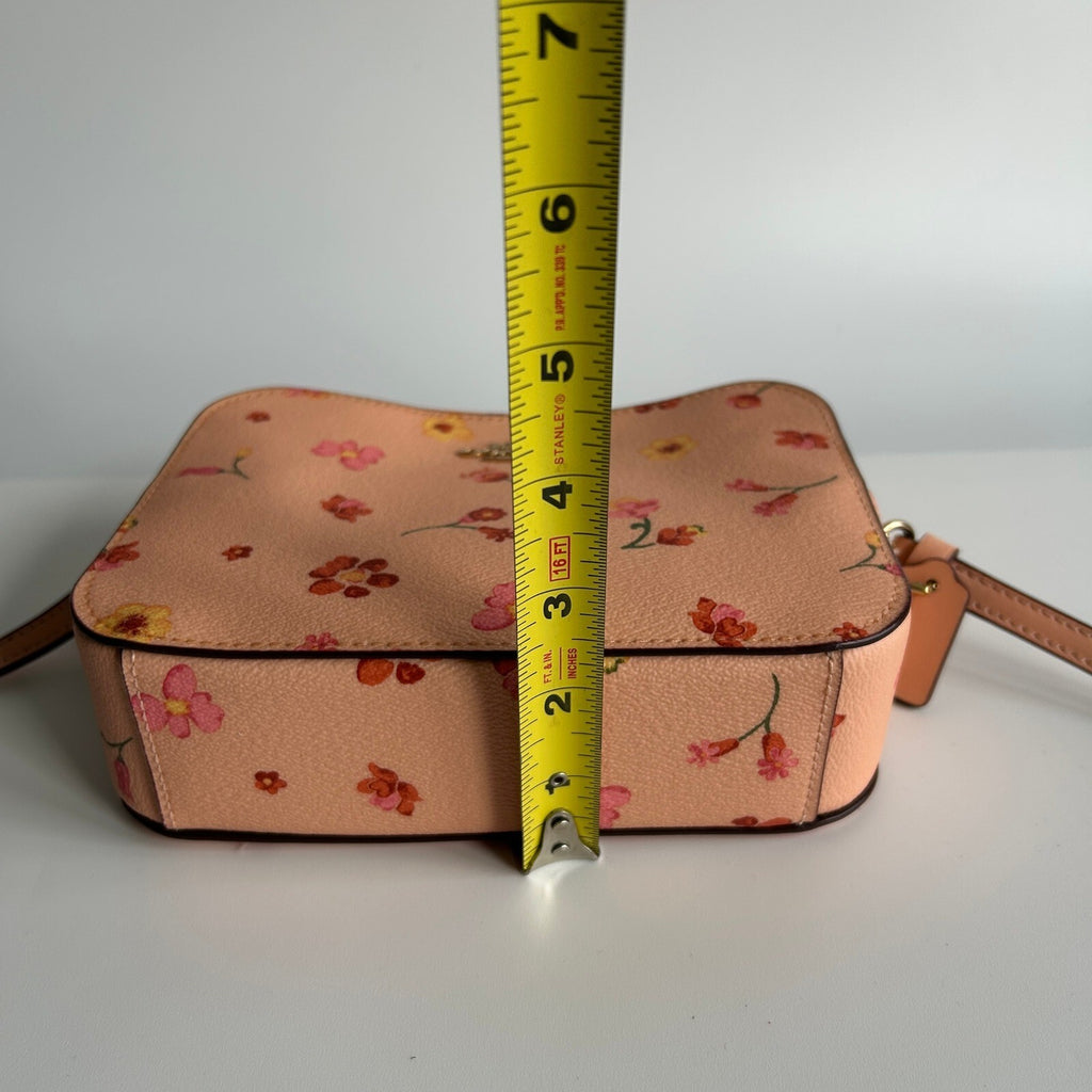 Coach Mini Camera Bag Faded Blush Floral Leather Crossbody C8699