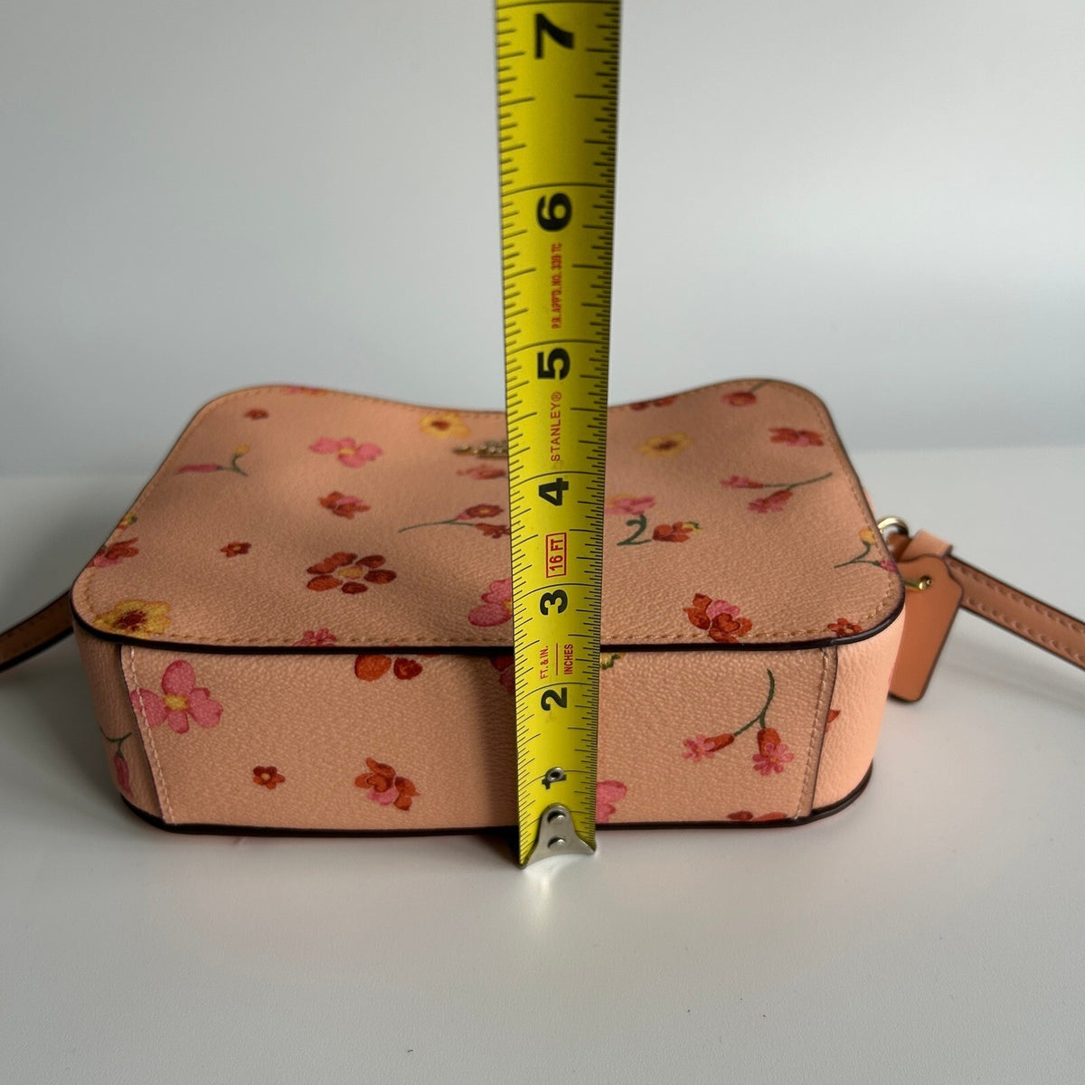 Coach Mini Camera Bag Faded Blush Floral Leather Crossbody C8699