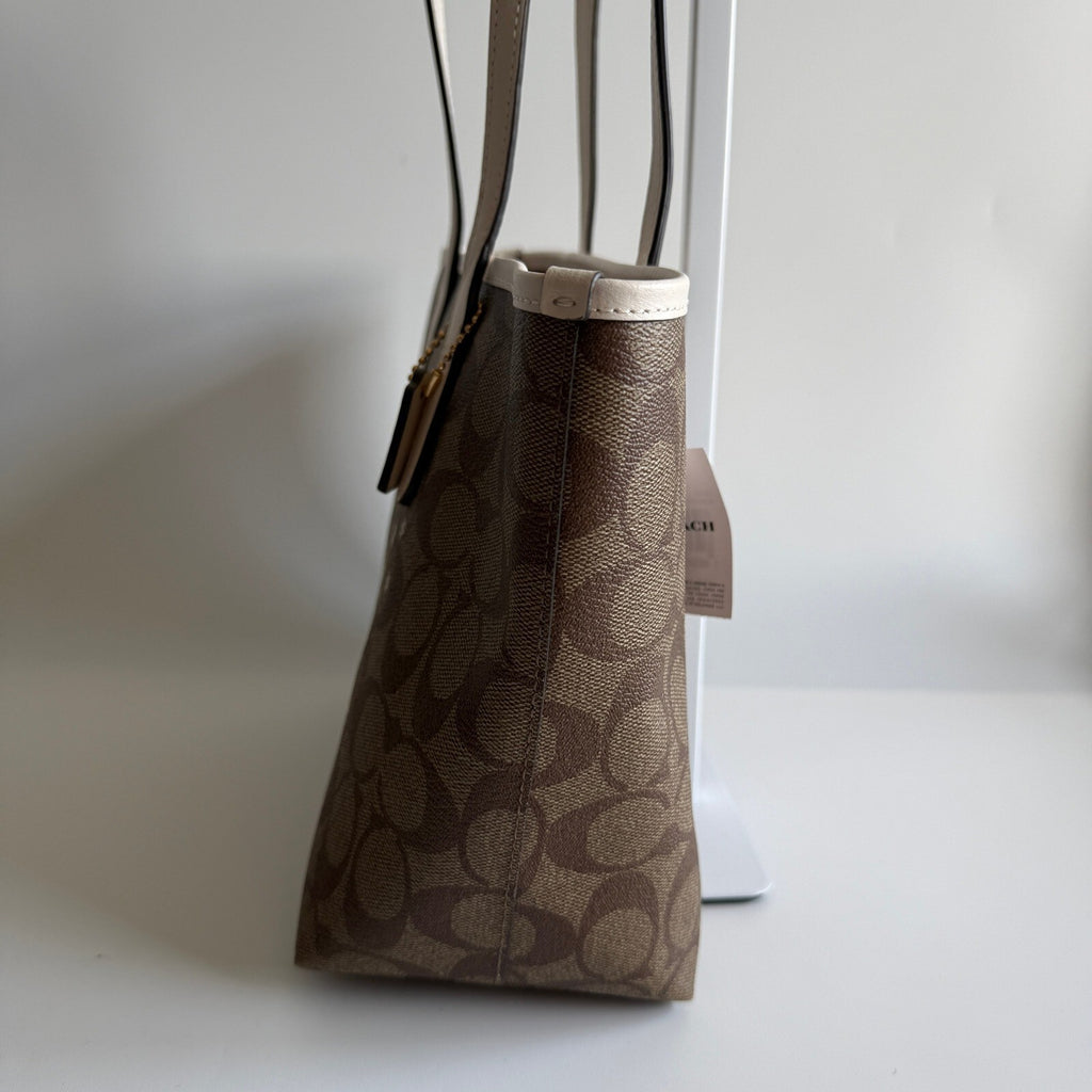 Coach Mini City Tote Khaki Chalk Signature Canvas Horse and Sleigh CM183 Bag