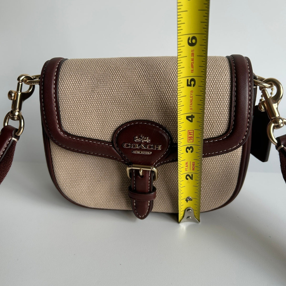 Coach Amelia Small Saddle Bag Natural Multi Canvas Leather Crossbody CR257