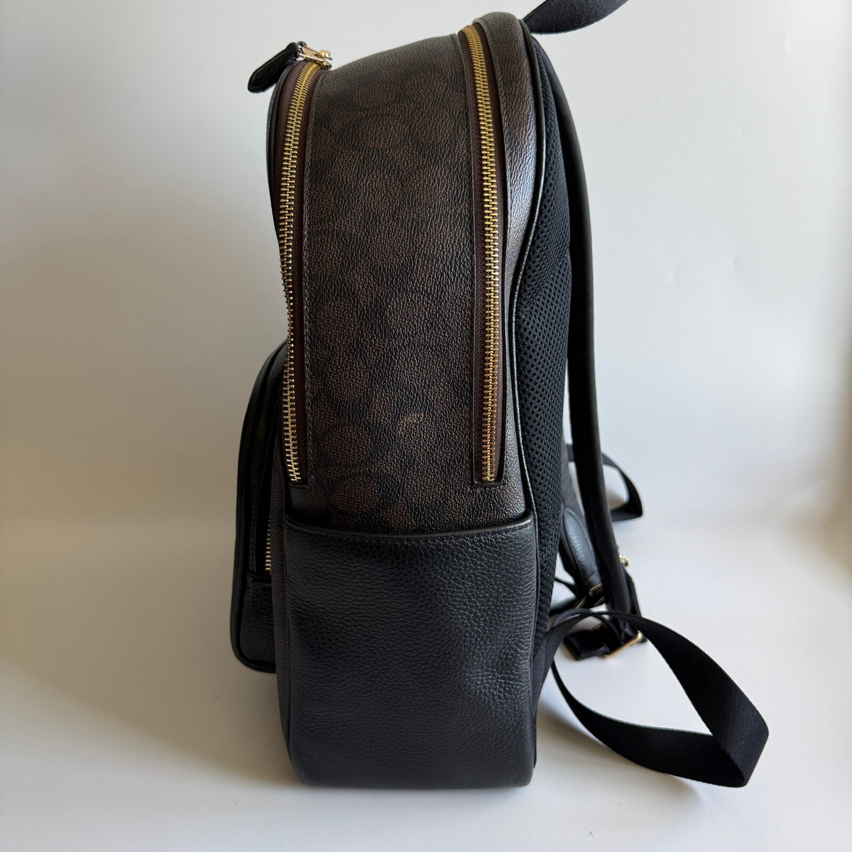 Coach Large Court Backpack Brown Black Signature Canvas Leather CZ175