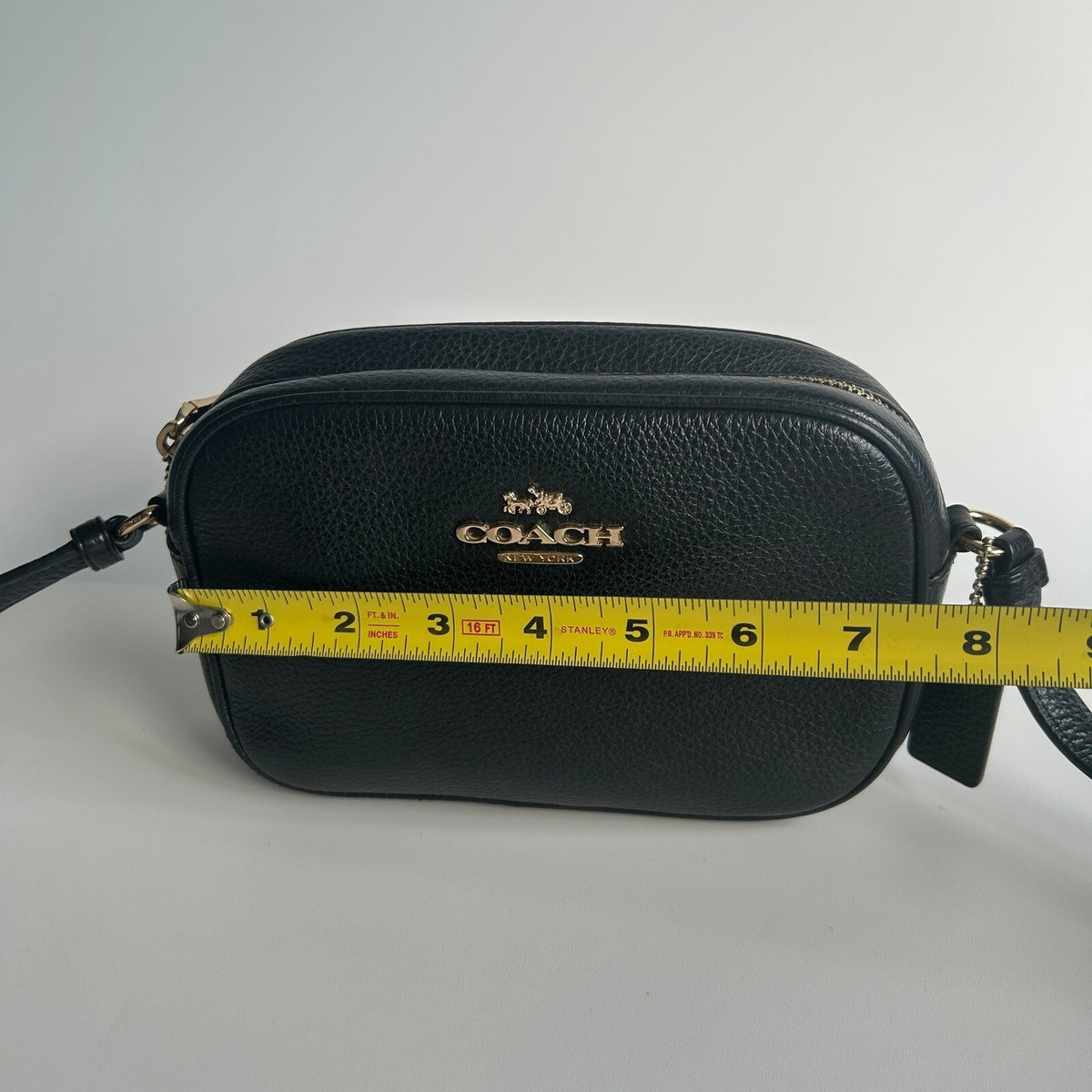 Coach Mini Jamie Camera Bag Black Pebbled Leather Crossbody CA069
