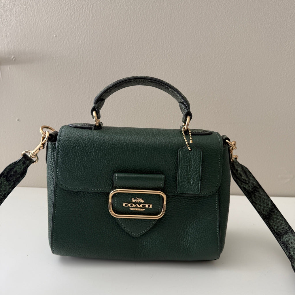 Coach Morgan Top Handle Satchel Dark Green Leather CE568