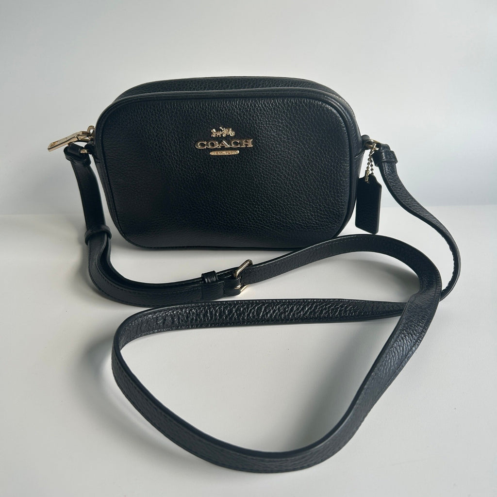 Coach Mini Jamie Camera Bag Black Pebbled Leather Crossbody CA069
