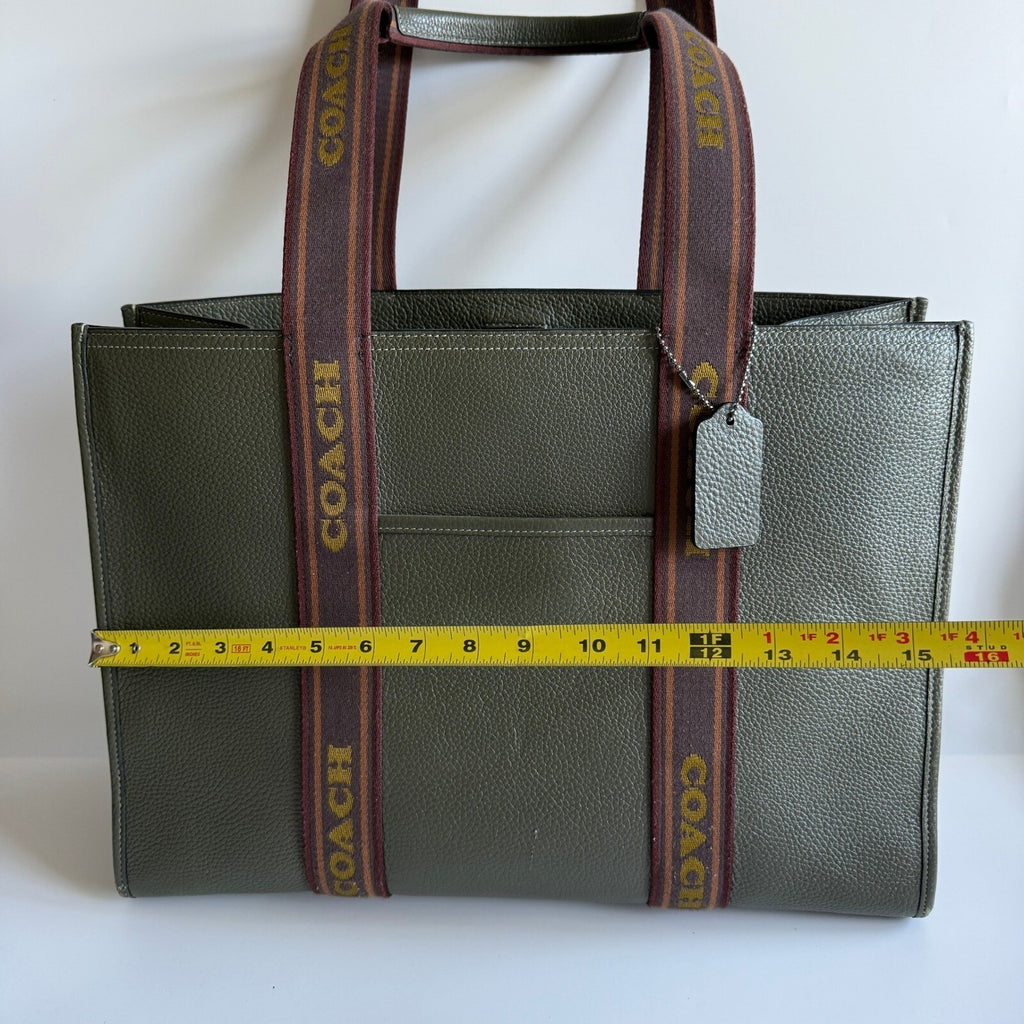 Coach Smith Olive Drab Green Pebble Leather Large Tote Bag CM716