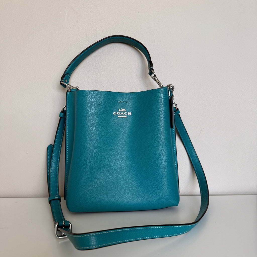 Coach Mollie Bucket Bag 22 Teal Pebble Leather CA177 Crossbody Shoulder Bag