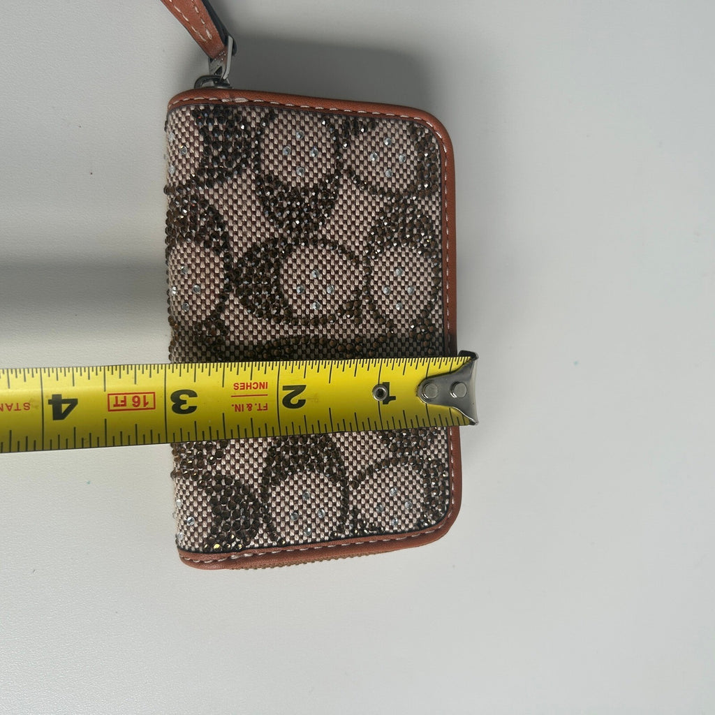 Coach Essential Small Zip Around Crystal Signature Jacquard Wallet CX244