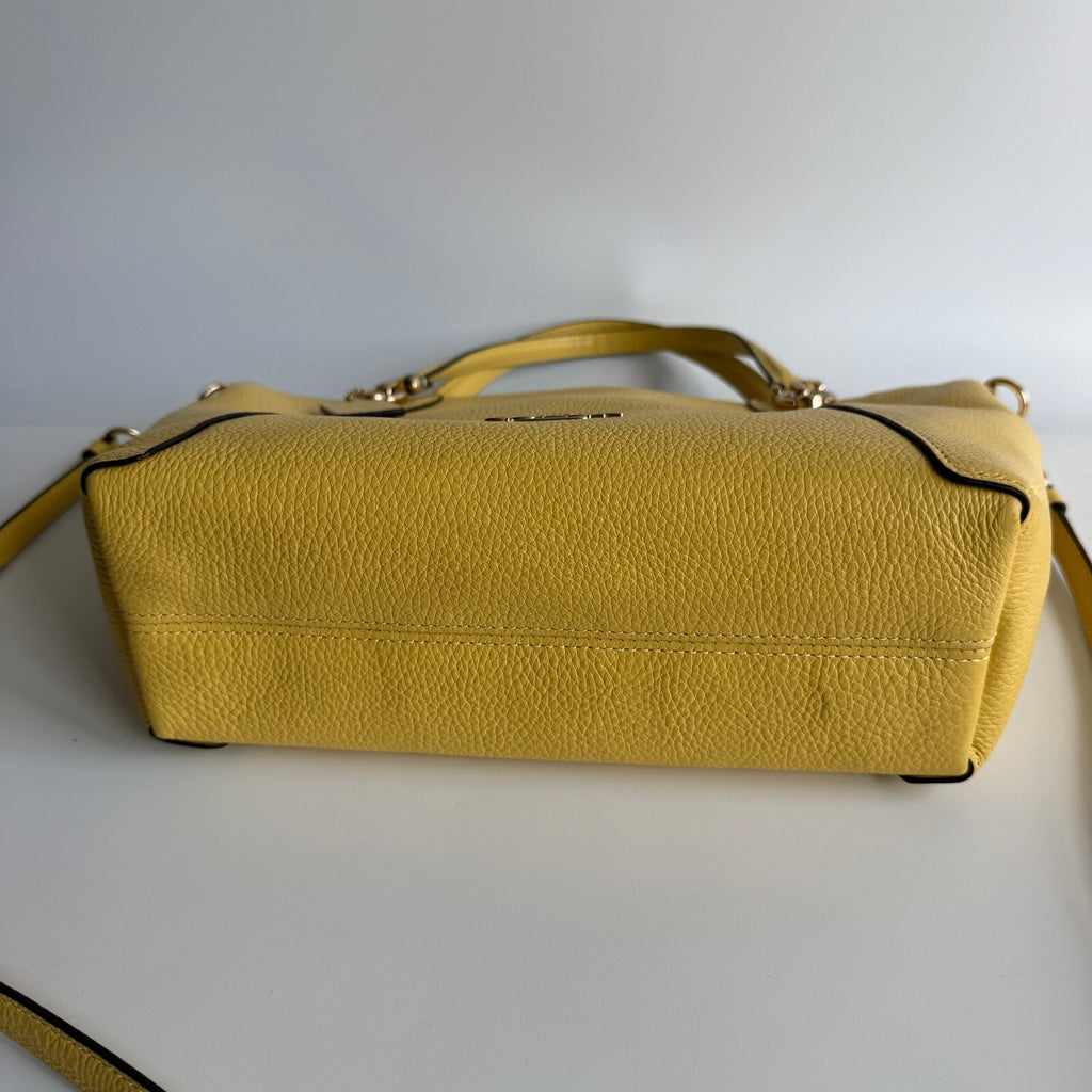 Coach Kacey Satchel Yellow Leather Crossbody Bag C6229