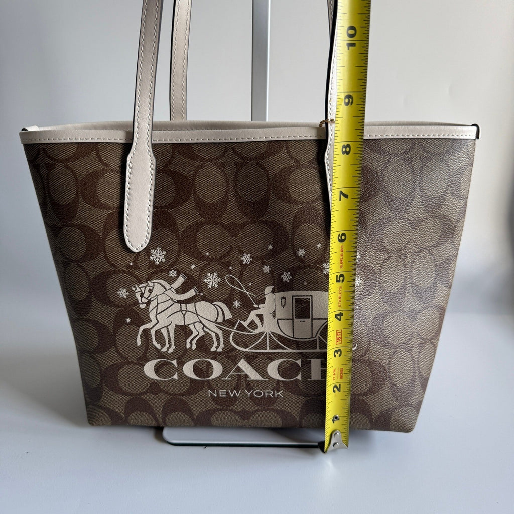 Coach Mini City Tote Khaki Chalk Signature Canvas Horse and Sleigh CM183 Bag