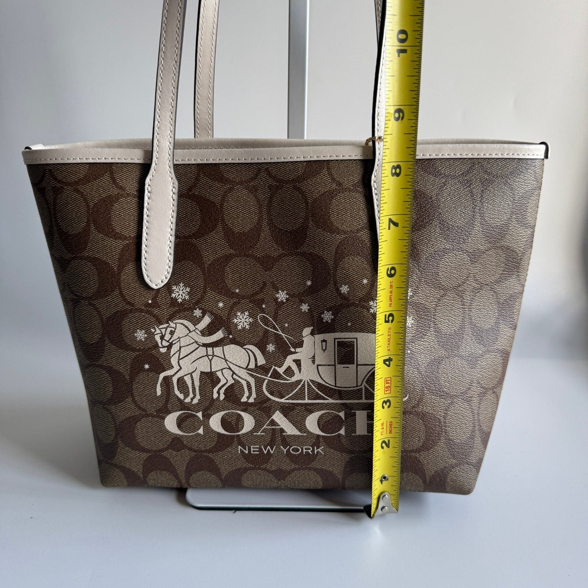 Coach Mini City Tote Khaki Chalk Signature Canvas Horse and Sleigh CM183 Bag
