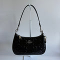 Coach Teri Black Signature Embossed Patent Leather Shoulder Bag CDY98