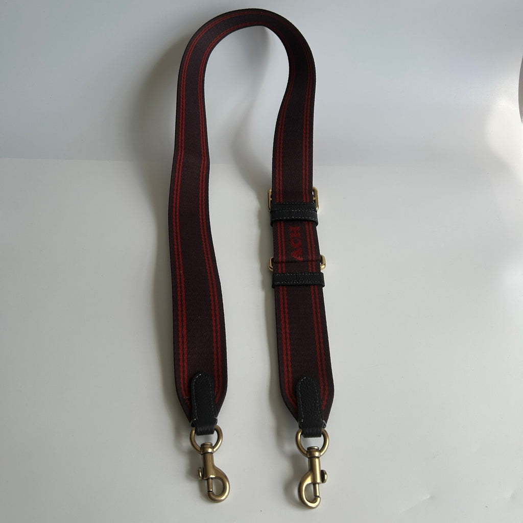 Coach Logo Jacquard Webbing Burgundy Red Crossbody Bag Strap CA094 Gold Hardware