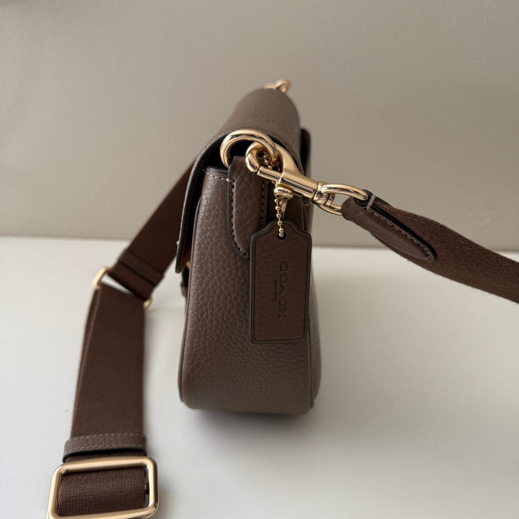 Coach Amelia Saddle Bag Dark Stone Leather Crossbody CP107