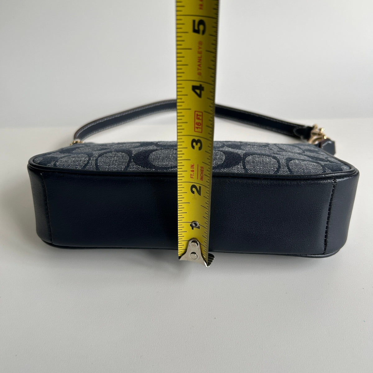 Coach Nolita 19 Charcoal Black Signature Canvas Denim Shoulder Bag CW426