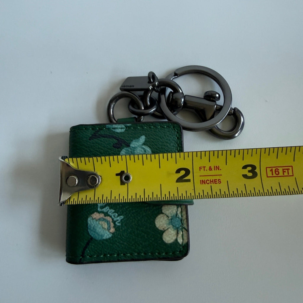 Coach Mystical Floral Green Leather Picture Frame Charm Key Ring Fob C8234