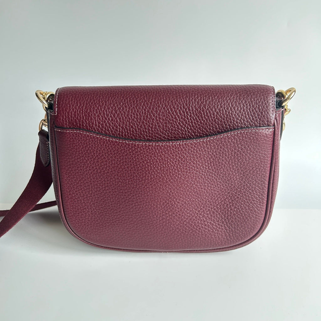Coach Amelia Saddle Bag Merlot Red Pebbled Leather Crossbody Handbag CP107
